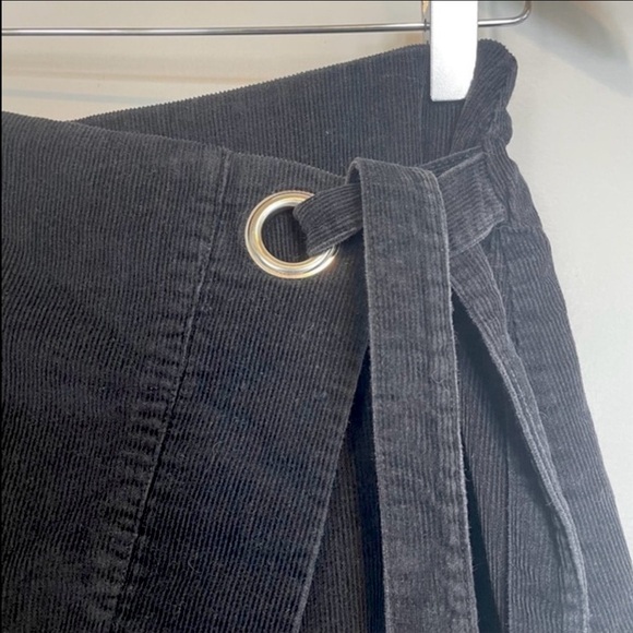 Black Corduroy Tie Wrap Mini Skirt Size Small - Picture 3 of 6